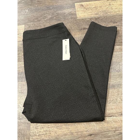Calvin Klein Pants - Calvin Klein Women's Dark Gray Stretch Textured Slim Leg Ankle Pants Size 1X NWT